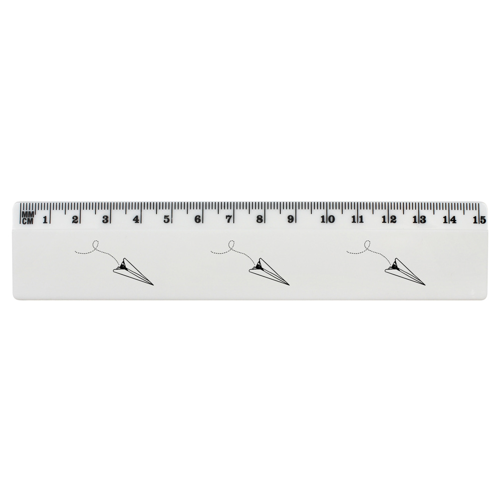 'Paper Airplane' 15cm (6 Inch) White Plastic Ruler (RL00012163)