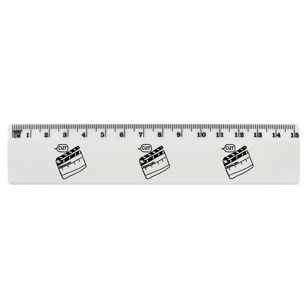 'Directors Clapper Board' 15cm (6 Inch) White Plastic Ruler (RL00018049)