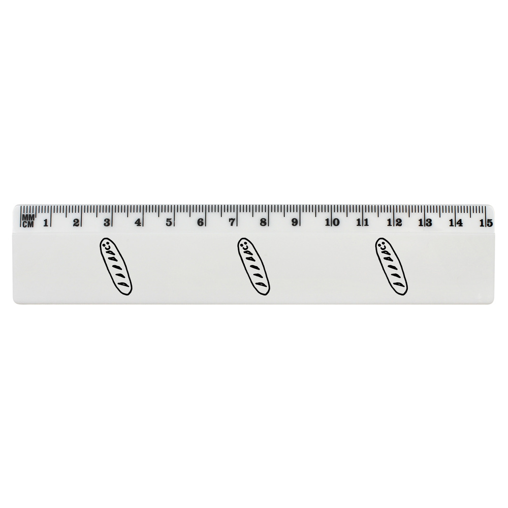 'Happy Baguette' 15cm (6 Inch) White Plastic Ruler (RL00025573)