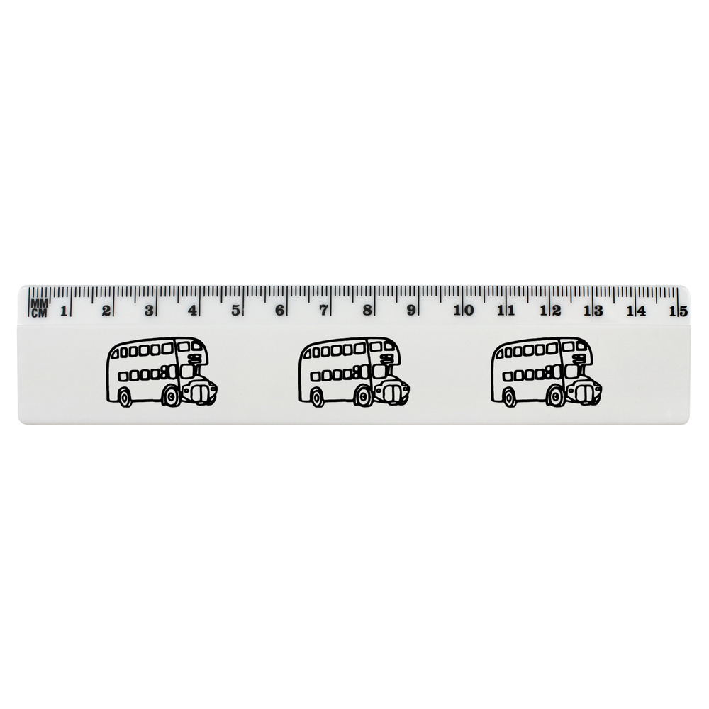 'London Bus' 15cm (6 Inch) White Plastic Ruler (RL00029237)