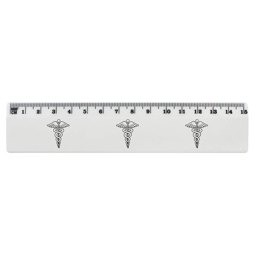 'Caduceus Symbol' 15cm (6 Inch) White Plastic Ruler (RL00031143)