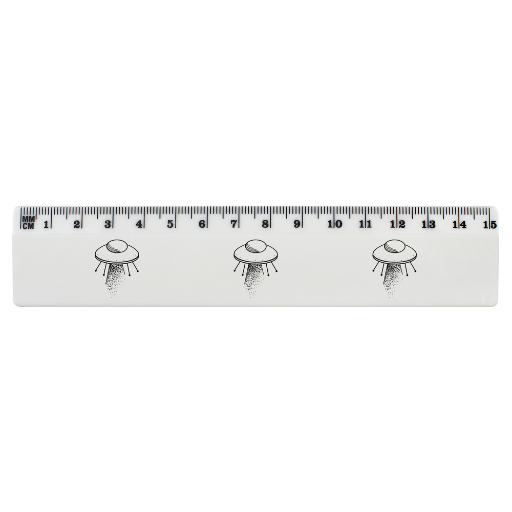 'Alien Spaceship' White Plastic Ruler (RL019932)