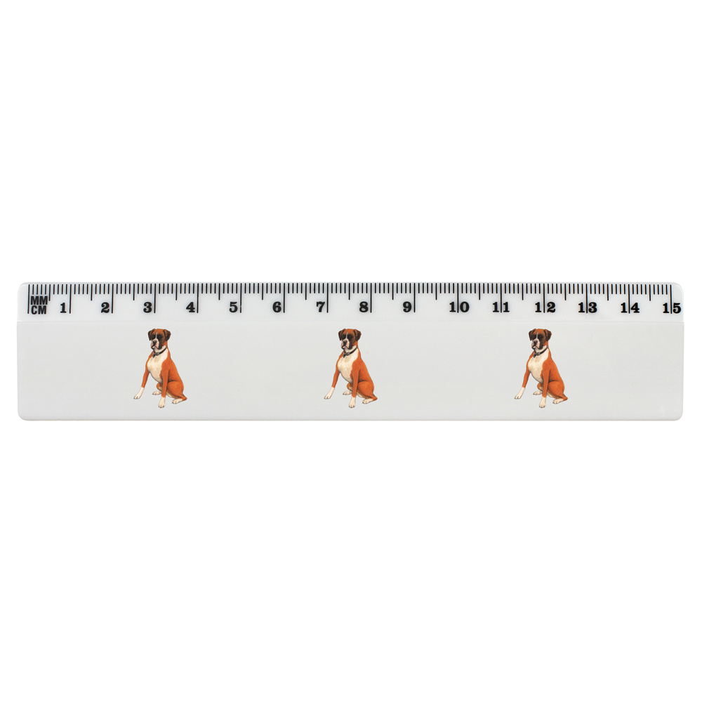 'Boxer Dog' White Plastic Ruler (RL020532)