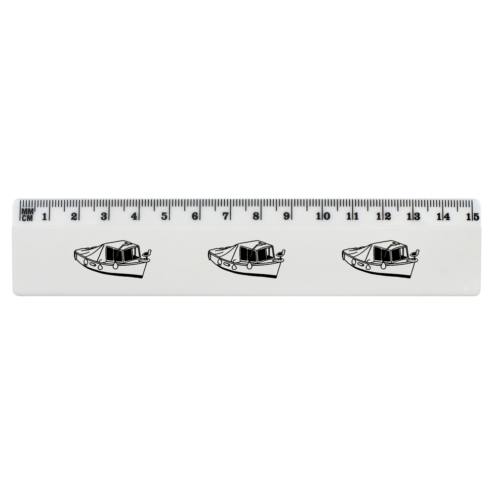 'Covered Boat' White Plastic Ruler (RL020639)