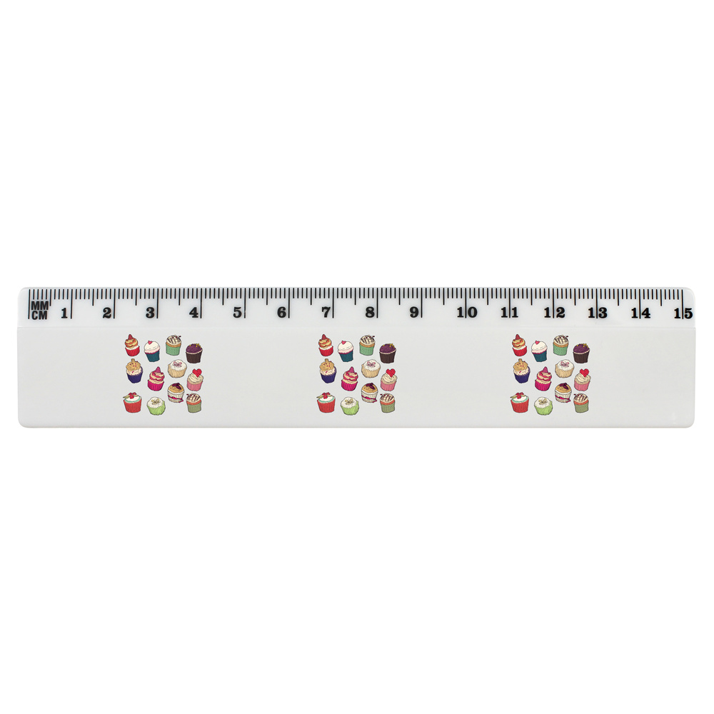 'Fancy Cupcakes' White Plastic Ruler (RL021105)