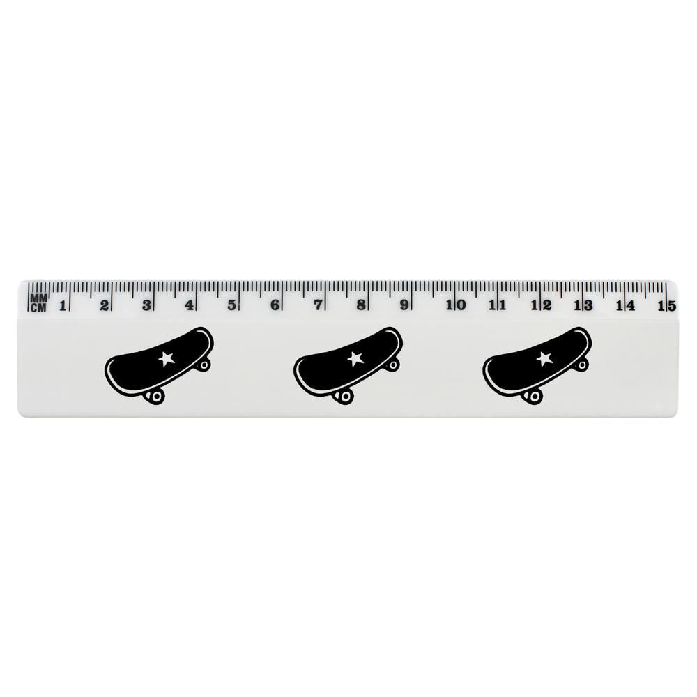 'Star Skateboard' 15cm (6 Inch) White Plastic Ruler (RL00034673)