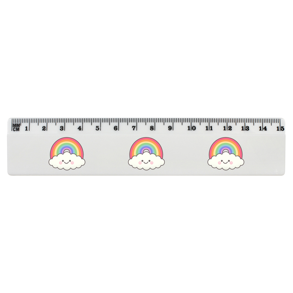 'Happy Rainbow Cloud' 15cm (6 Inch) White Plastic Ruler (RL00036043)