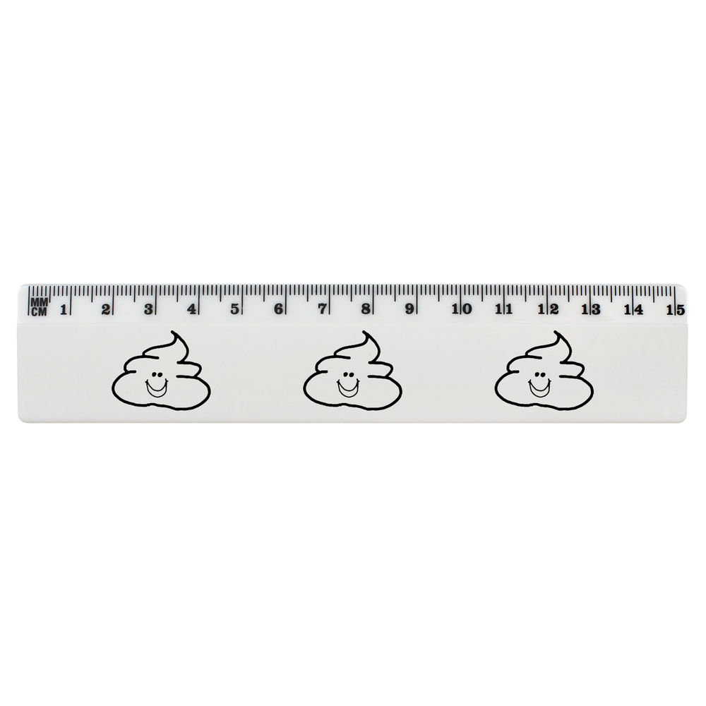 'Happy Poo' 15cm (6 Inch) White Plastic Ruler (RL00036291)