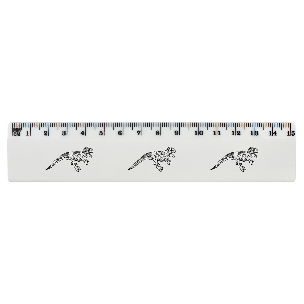 'Roaring Dinosaur' White Plastic Ruler (RL022062)