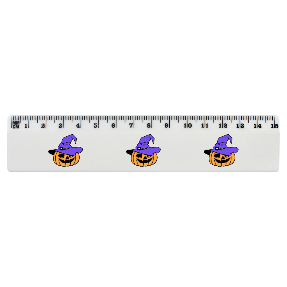 'Spooky Pumpkin' White Plastic Ruler (RL022156)