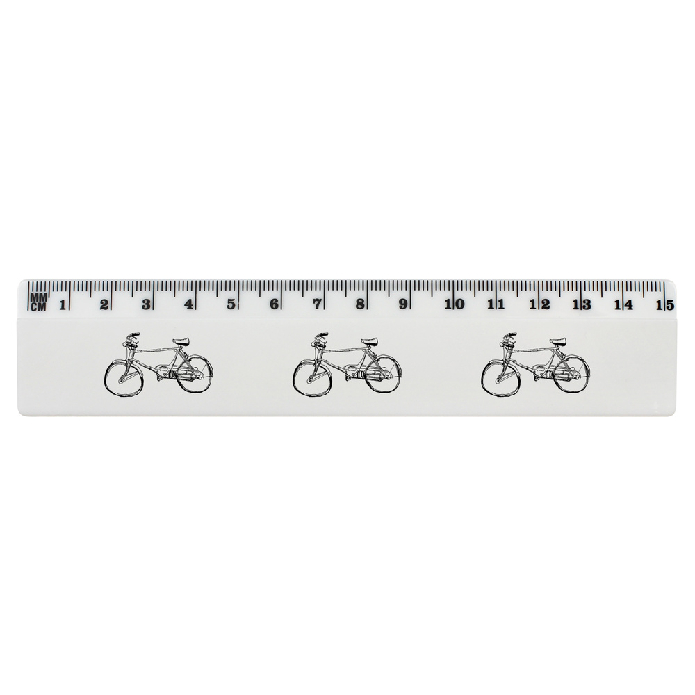 'Bicycle' White Plastic Ruler (RL022217)