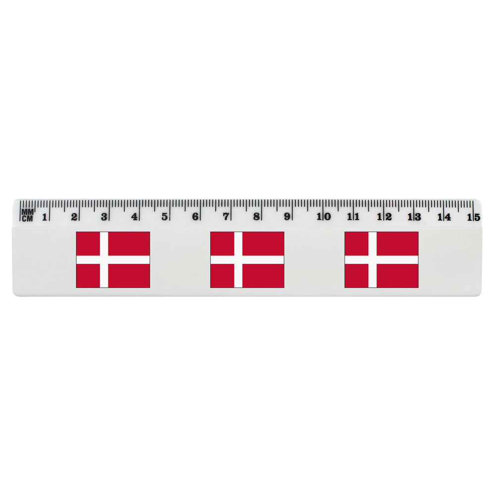 'Denmark Flag' 15cm (6 Inch) White Plastic Ruler (RL00038427)