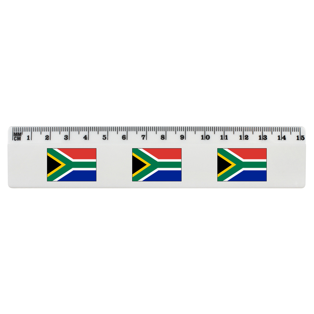 'South Africa Flag' White Plastic Ruler (RL023116)