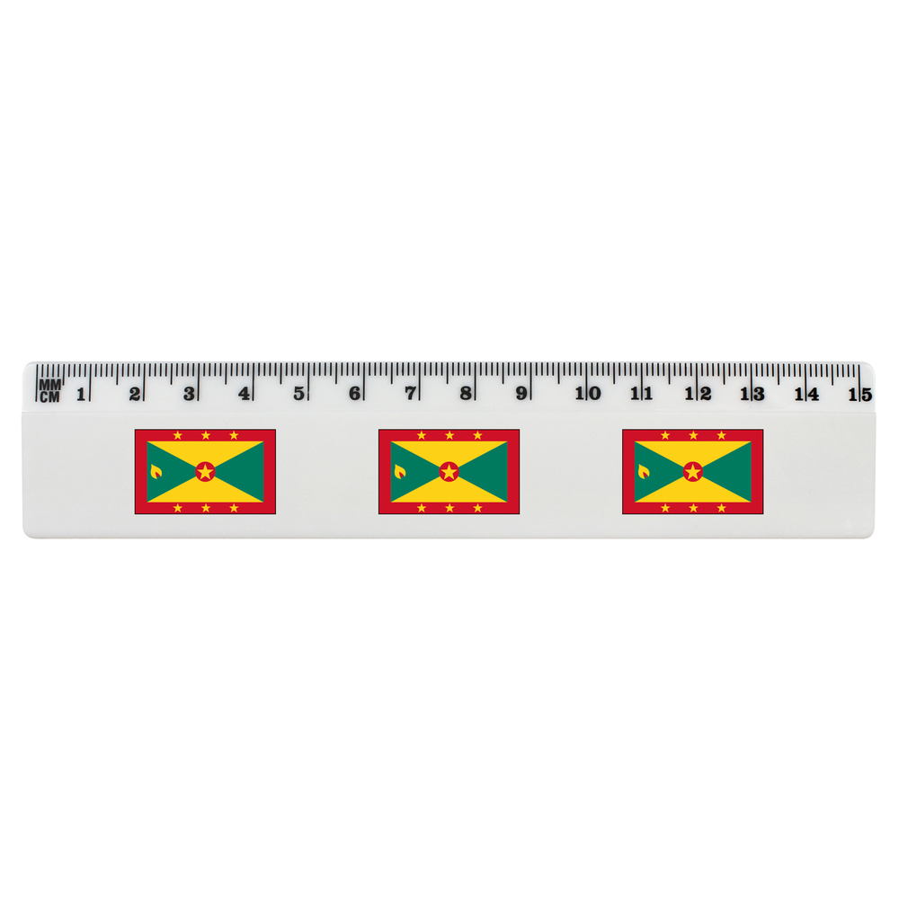 'Grenada Flag' 15cm (6 Inch) White Plastic Ruler (RL00038595)