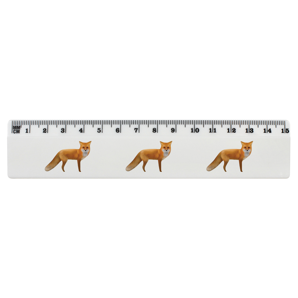 'Fox' White Plastic Ruler (RL023848)