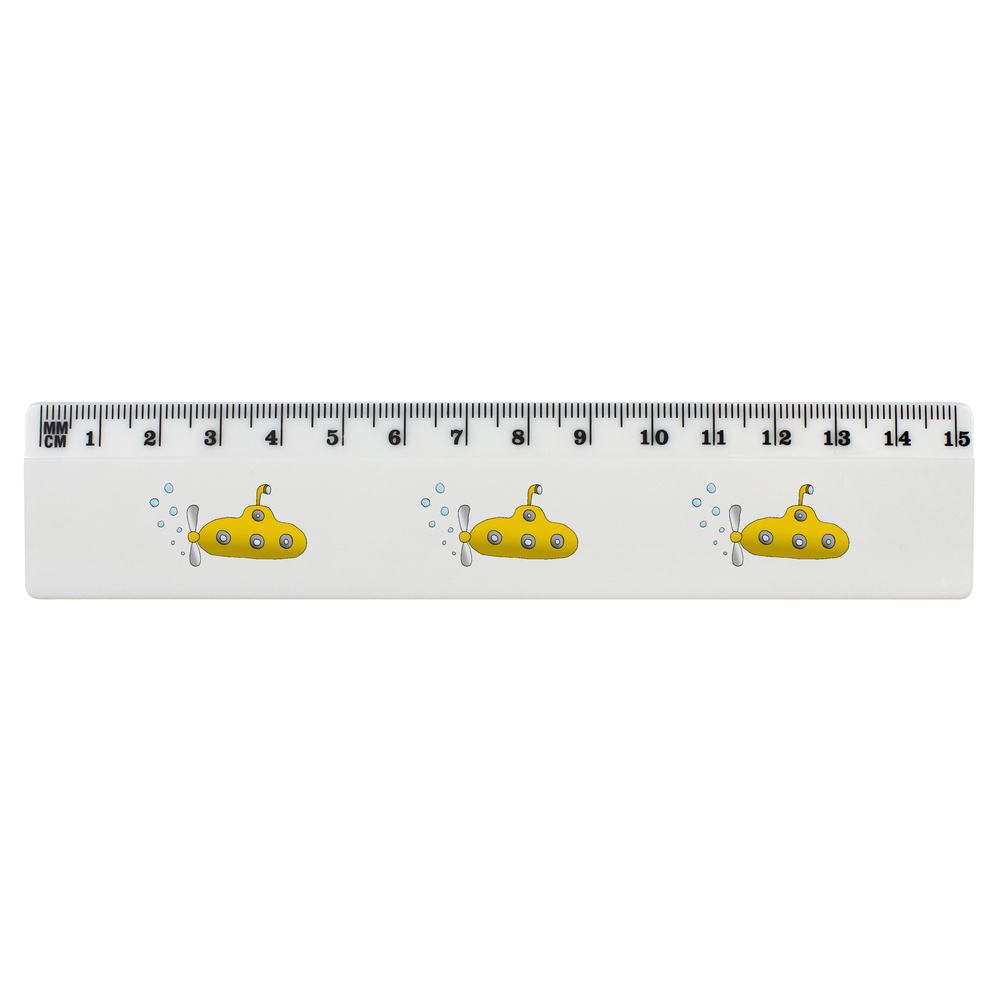 'Yellow Submarine' 15cm (6 Inch) White Plastic Ruler (RL00042062)