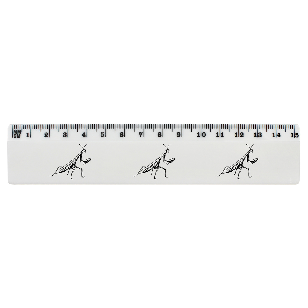 'Praying Mantis' 15cm (6 Inch) White Plastic Ruler (RL00042618)