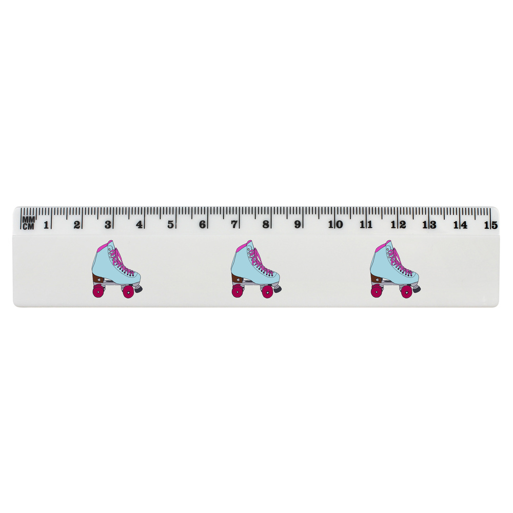 'Roller Skate' 15cm (6 Inch) White Plastic Ruler (RL00043168)