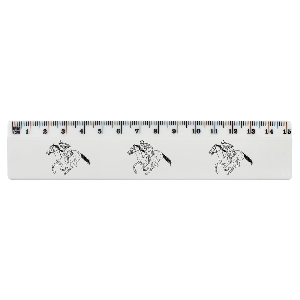'Race Horse & Jockey' White Plastic Ruler (RL025571)