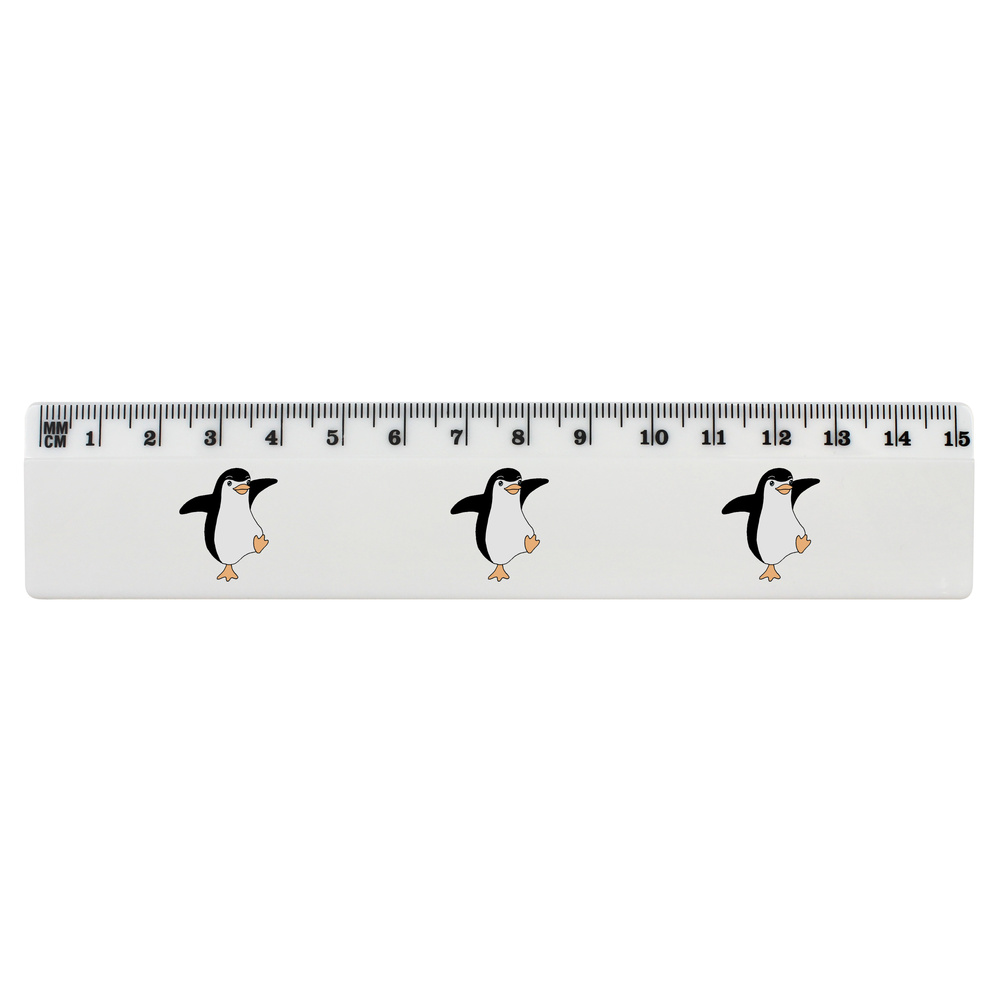 'Funny Dancing Penguin' White Plastic Ruler (RL025945)