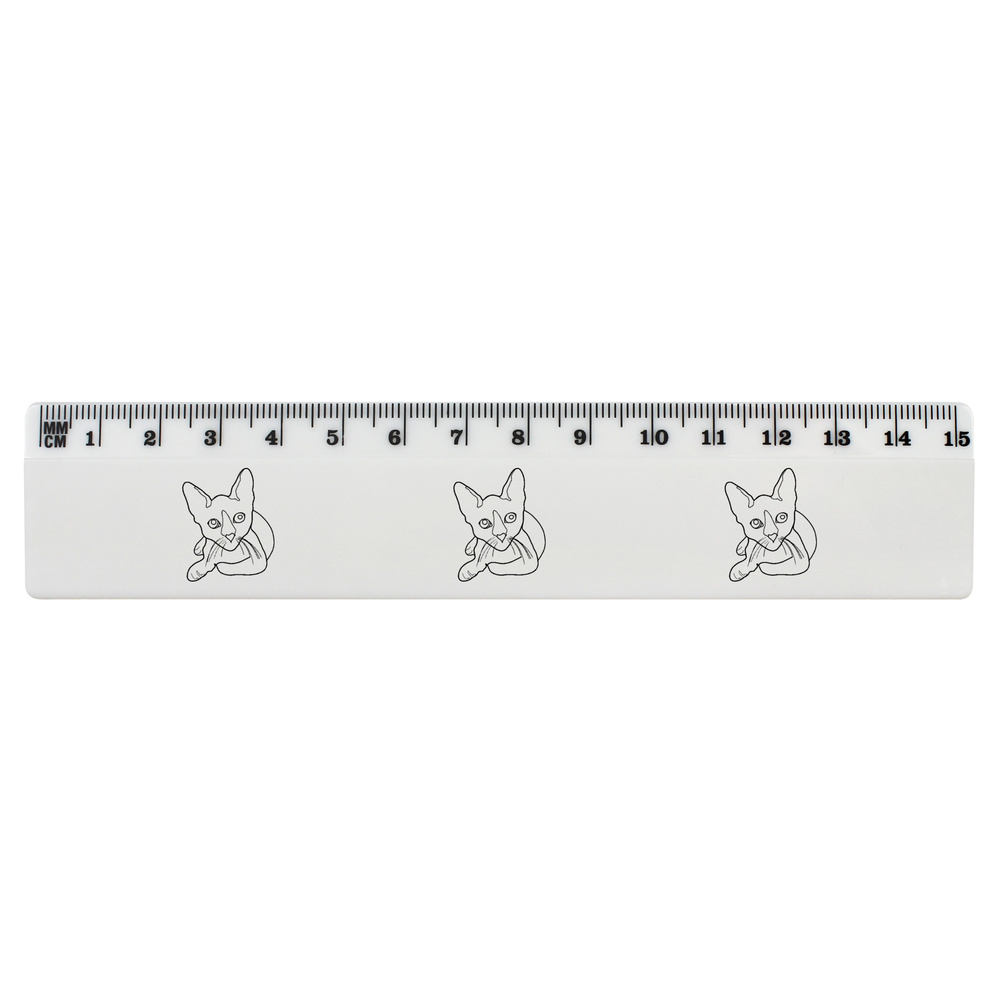 'Resting Cat' White Plastic Ruler (RL026516)
