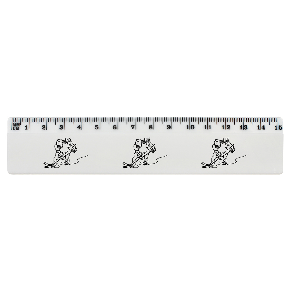 'Ice Hockey Player' 15cm (6 Inch) White Plastic Ruler (RL00046696)