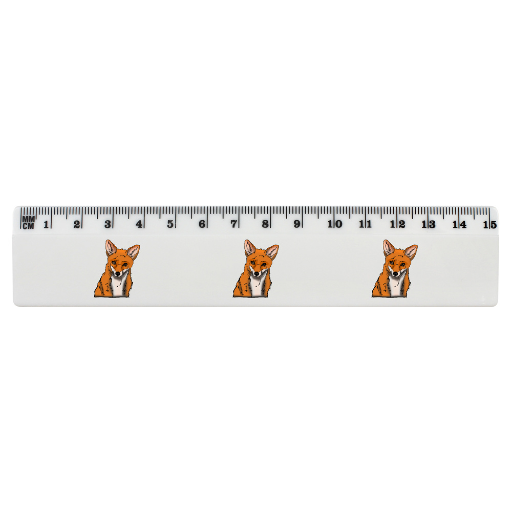 'Fox Face' White Plastic Ruler (RL027251)