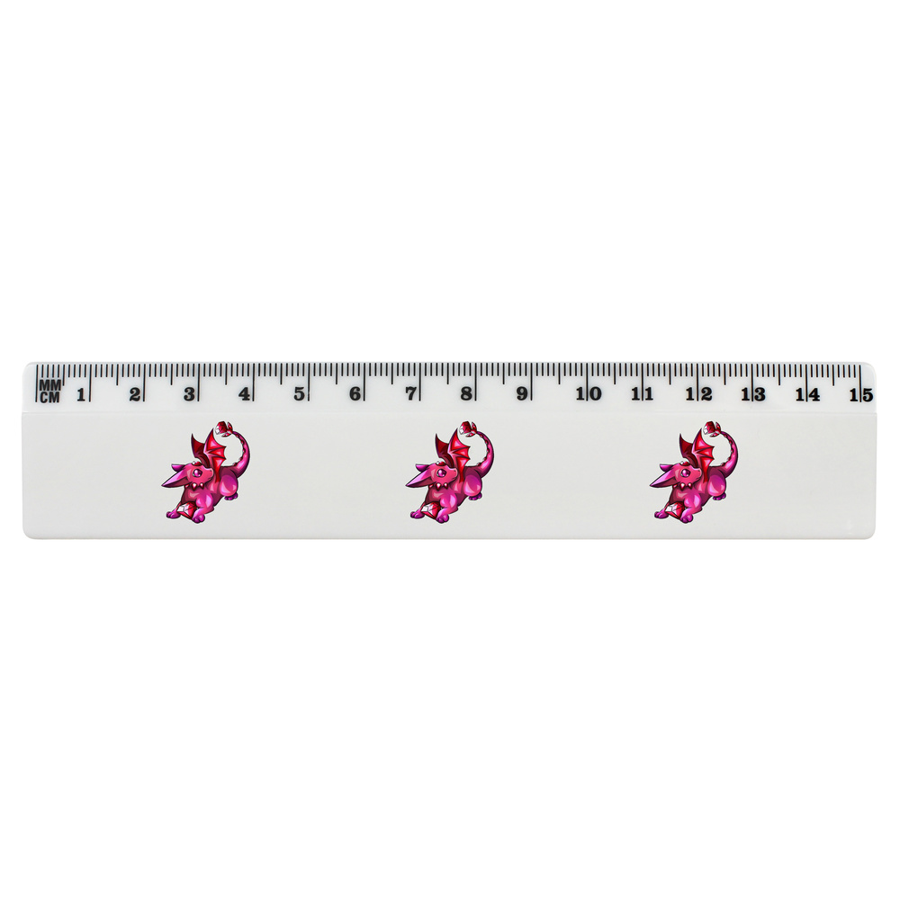 'Ruby Dragon' White Plastic Ruler (RL029654)