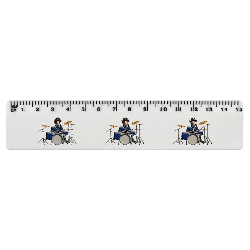 'Heavy Rock Drummer' 15cm (6 Inch) White Plastic Ruler (RL00051568)
