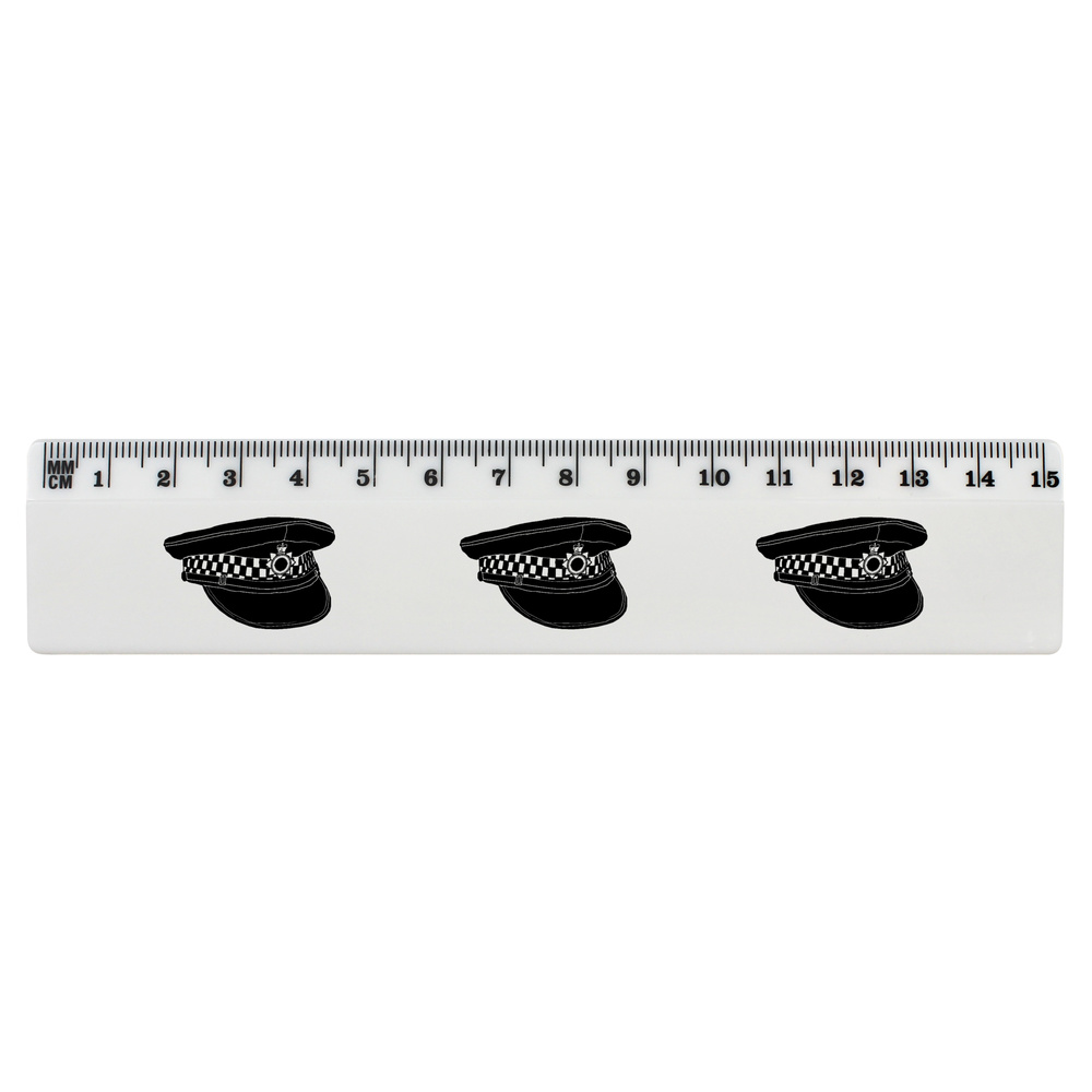 'Police Hat' 15cm (6 Inch) White Plastic Ruler (RL00052130)