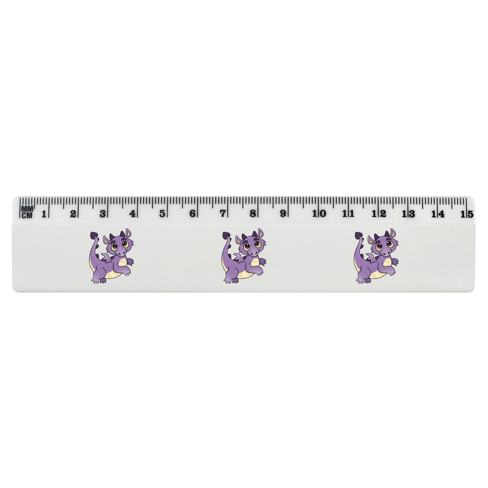 'Purple Dragon' White Plastic Ruler (RL030495)
