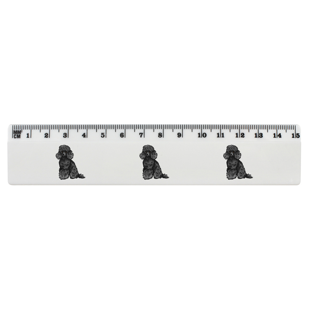 'Black Toy Poodle' White Plastic Ruler - 15cm - Stationery for School, Office, Drawing and Crafts (RL00053572)