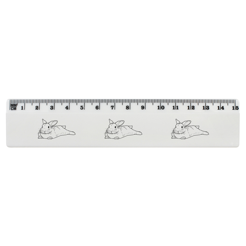 'Chubby Bunny' White Plastic Ruler - 15cm - Stationery for School, Office, Drawing and Crafts (RL00055324)