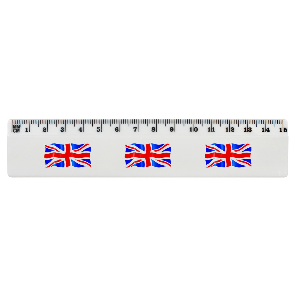 'United Kingdom Flag' White Plastic Ruler (RL032250)