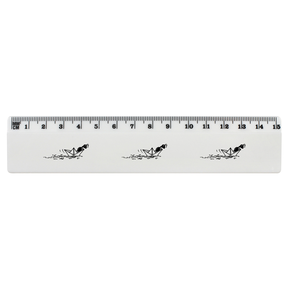 'Bug In Paper Boat' White Plastic Ruler (RL034329)