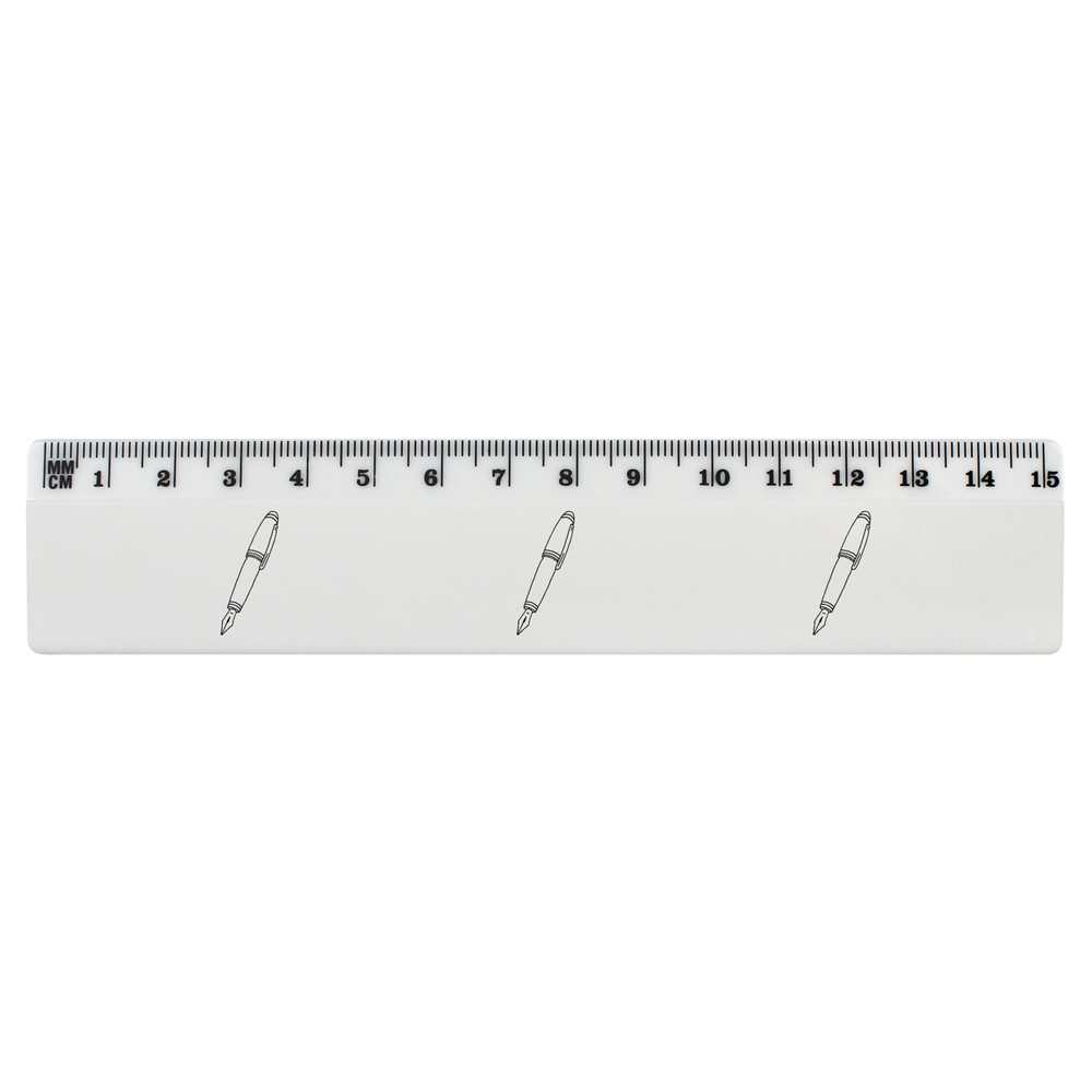 'Fountain Pen' 15cm (6 Inch) White Plastic Ruler (RL00057360)