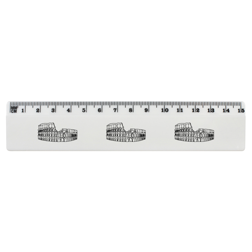'Colosseum' 15cm (6 Inch) White Plastic Ruler (RL00059832)