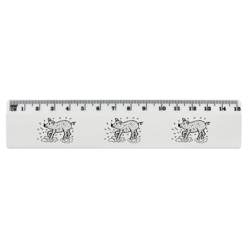 'Pig in Mud' White Plastic Ruler (RL035895)