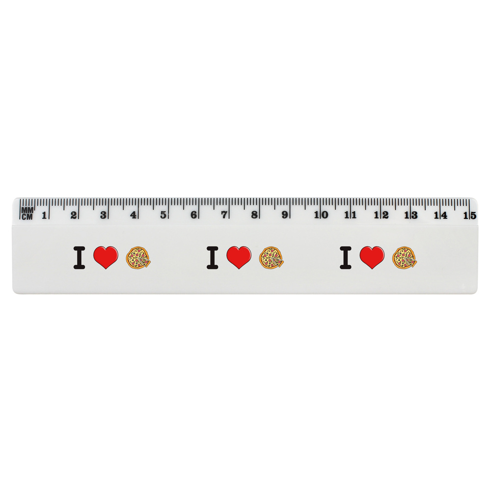 'I Love Pizza' White Plastic Ruler (RL032430)