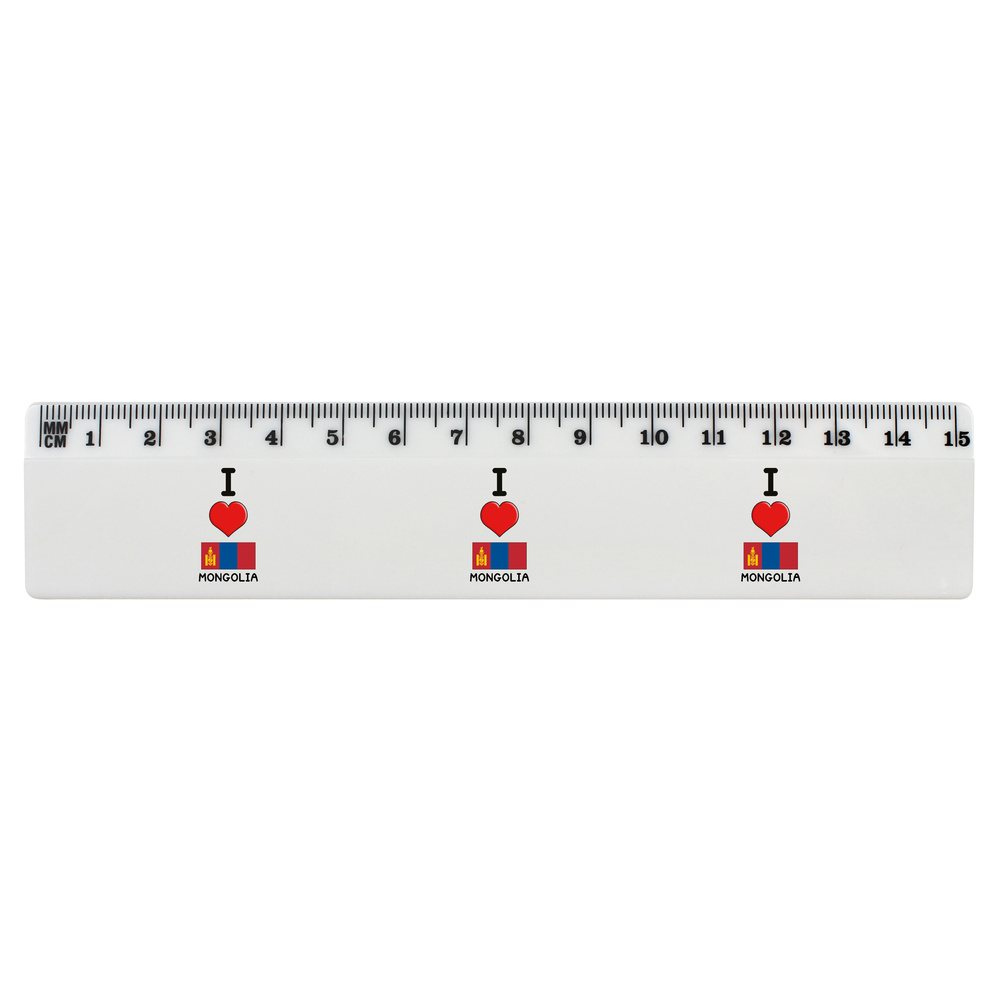 'I Love Mongolia' White Plastic Ruler (RL032824)