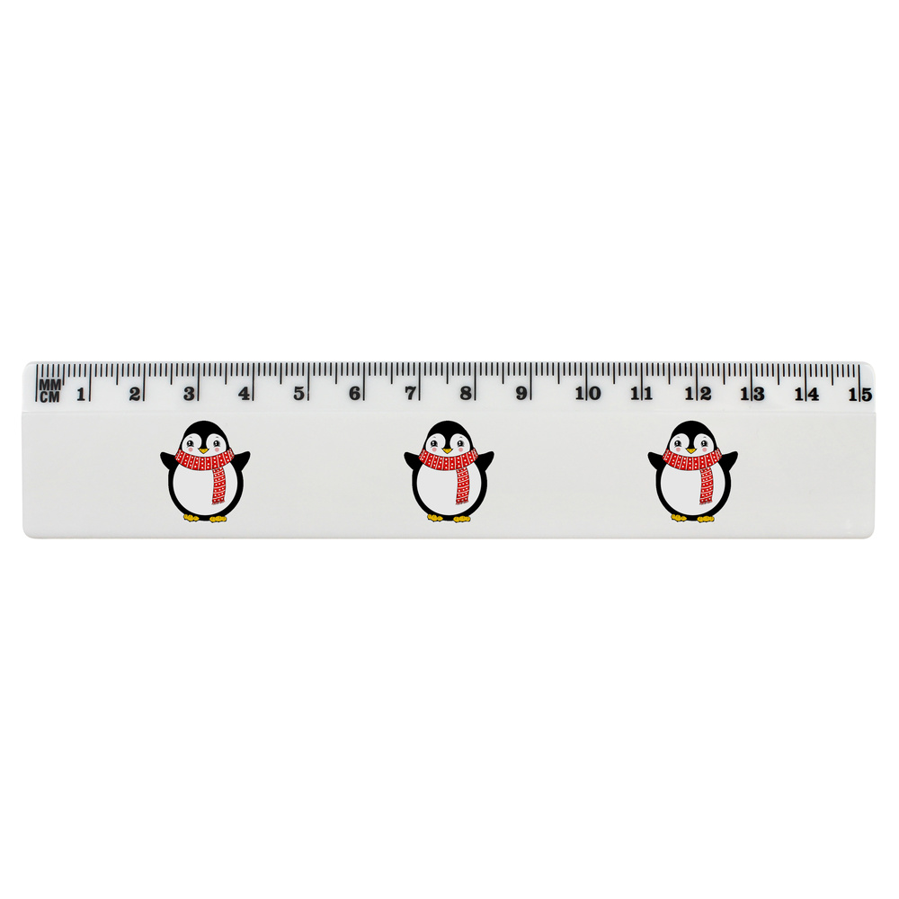 'Penguin In Scarf' White Plastic Ruler (RL036820)