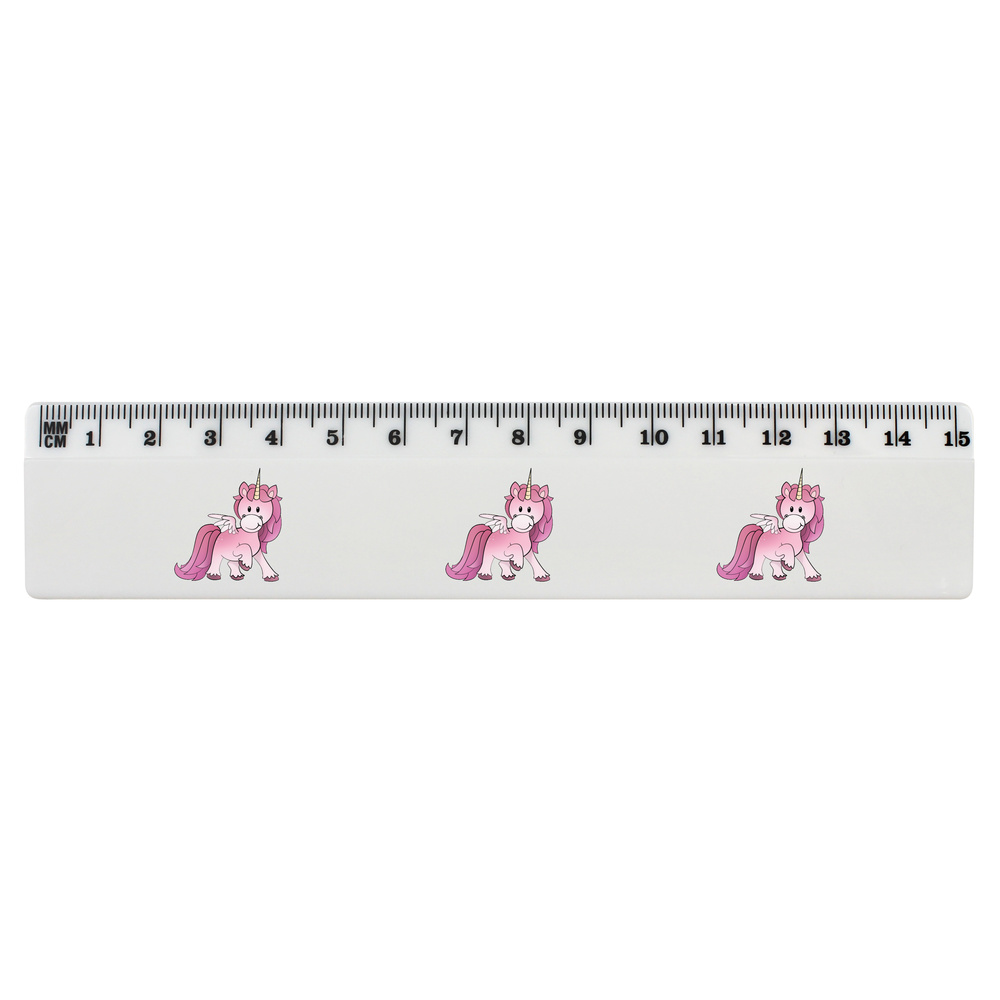 'Cute Pink Unicorn' 15cm (6 Inch) White Plastic Ruler (RL00068905)