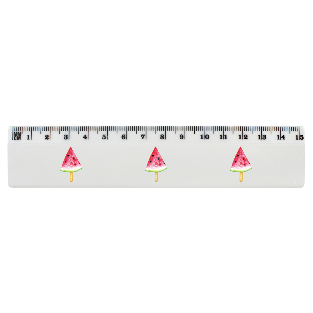 'Watermelon Popsicle' 15cm (6 Inch) White Plastic Ruler (RL00070465)