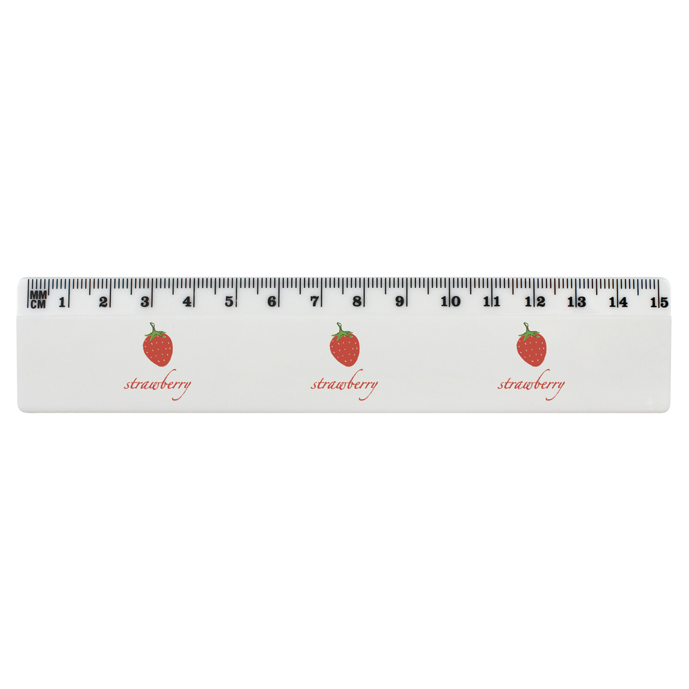 'Strawberry Summer Fruit Illustration Color' White Plastic Ruler (RL040263)
