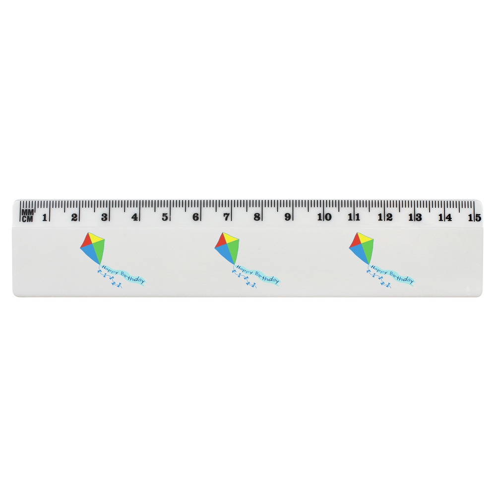 'Happy Birthday Kite' White Plastic Ruler (RL040649)