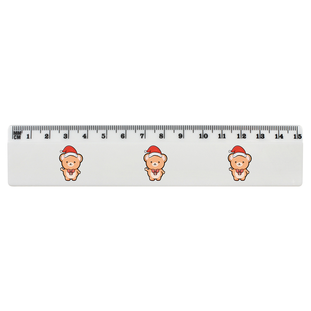 'Christmas Bear' White Plastic Ruler (RL042518)