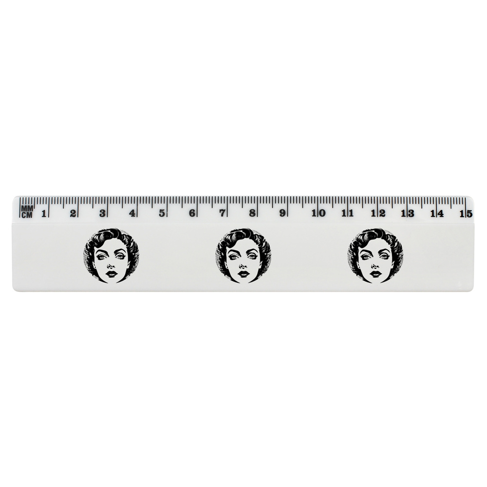 'Vintage Face' White Plastic Ruler (RL042709)