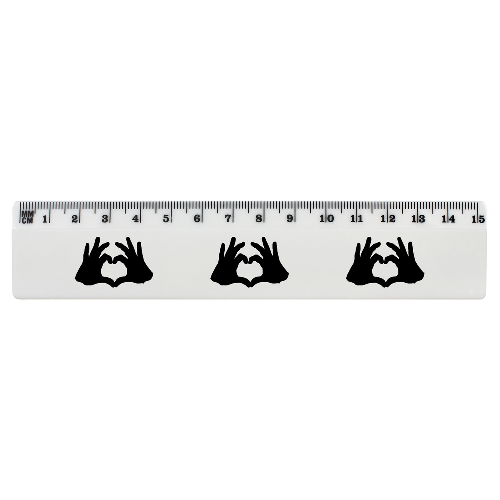 'Heart Hands' White Plastic Ruler (RL043491)