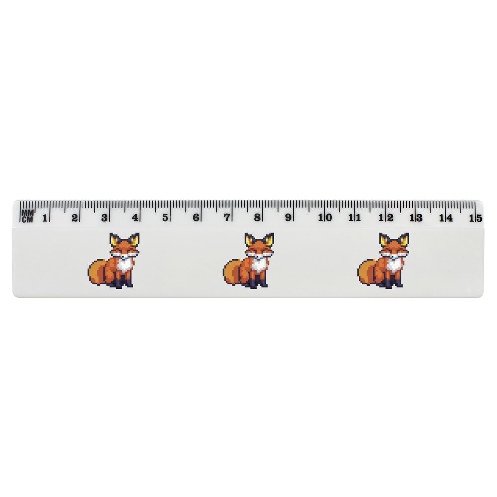'Pixel Art Fox' White Plastic Ruler (RL043950)