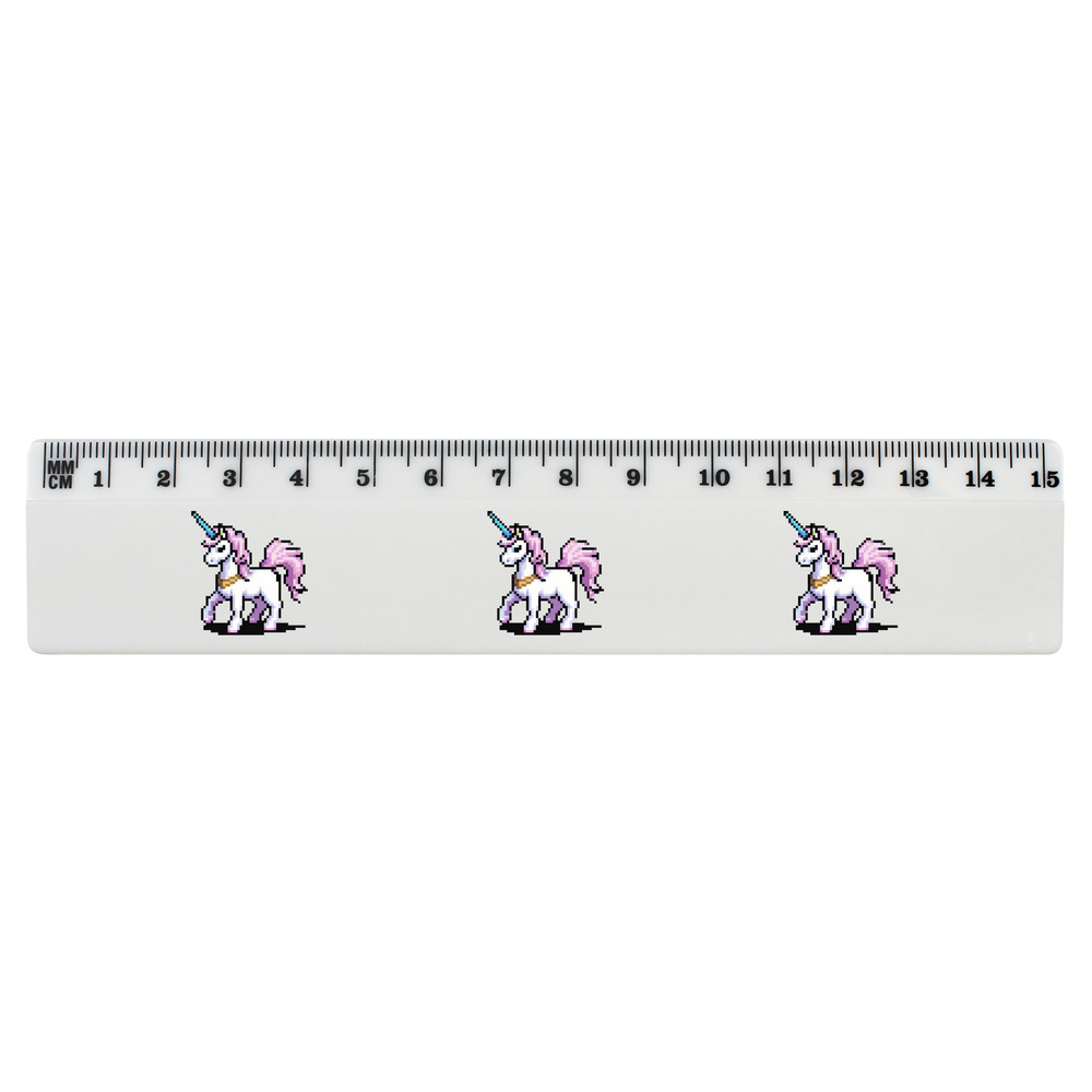 'Pixel Art Pink Unicorn' 15cm (6 Inch) White Plastic Ruler (RL00077881)